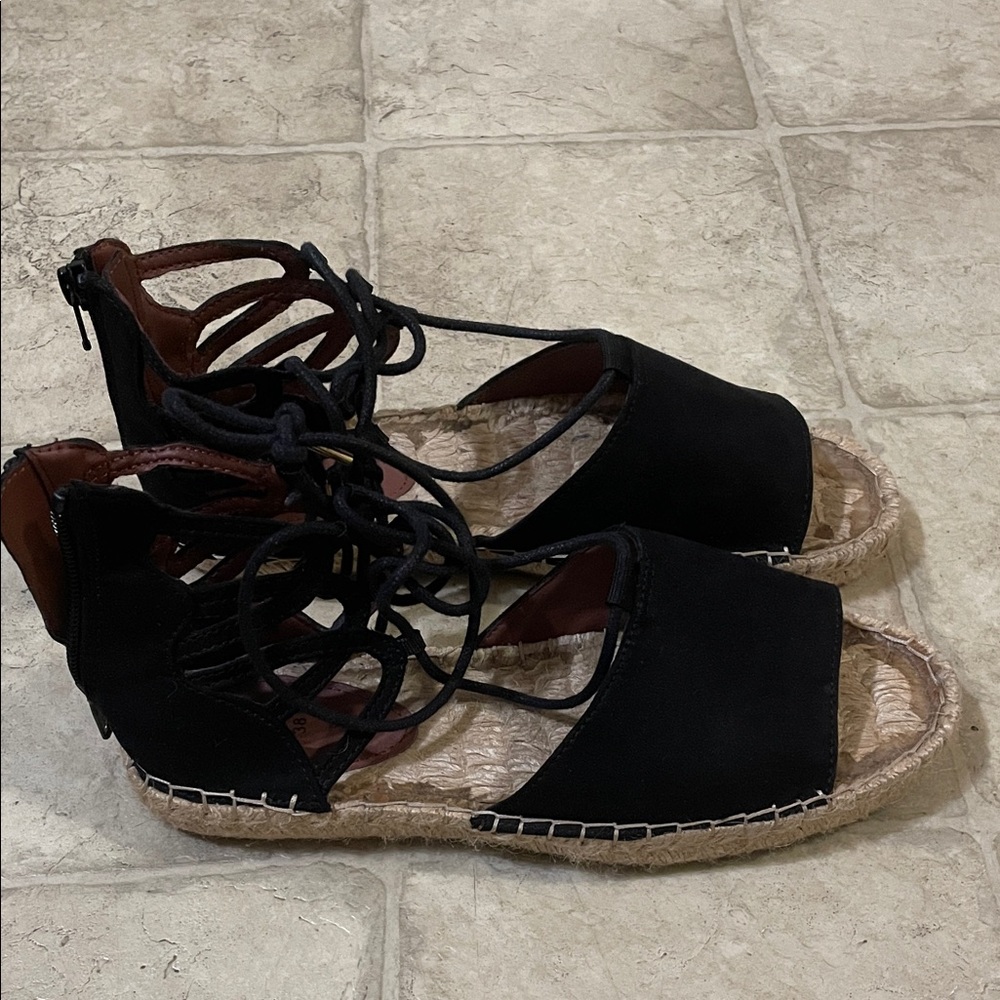 H&M Black Lace-Up Espadrilles
